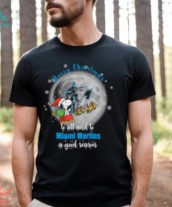 Santa Snoopy merry christmas to all and to Miami Marlins a good season shirt