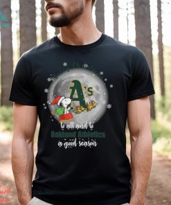 Santa Snoopy merry christmas to all and to Oakland Athletics a good season shirt