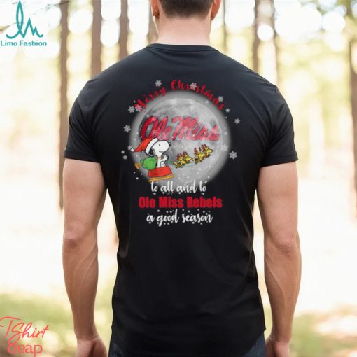 Santa Snoopy merry christmas to all and to Ole Miss Rebels a good season shirt