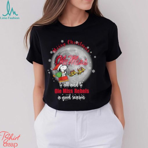 Santa Snoopy merry christmas to all and to Ole Miss Rebels a good season shirt