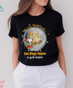 Santa Snoopy merry christmas to all and to San Diego Padres a good season shirt, hoodie, sweater, long sleeve and tank top Santa Snoopy merry christmas to all and to San Diego Padres a good season shirt