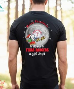 Santa Snoopy merry christmas to all and to Texas Rangers a good season shirt