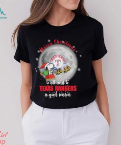 Santa Snoopy merry christmas to all and to Texas Rangers a good season shirt