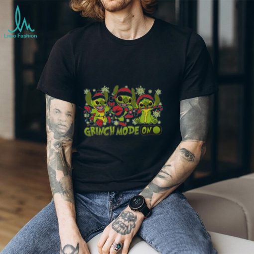 Santa Stitch Grinch Mode On Christmas Shirt