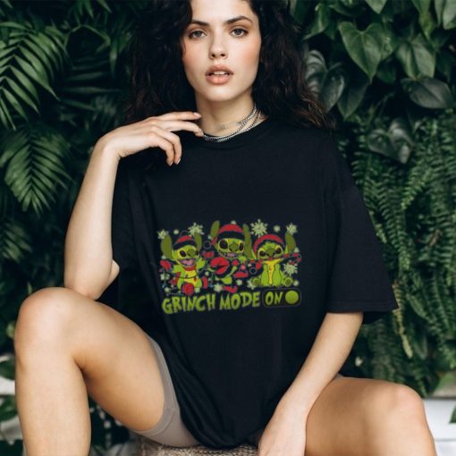Santa Stitch Grinch Mode On Christmas Shirt