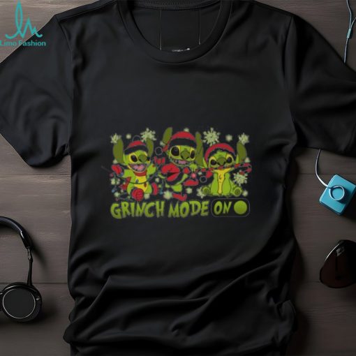 Santa Stitch Grinch Mode On Christmas Shirt