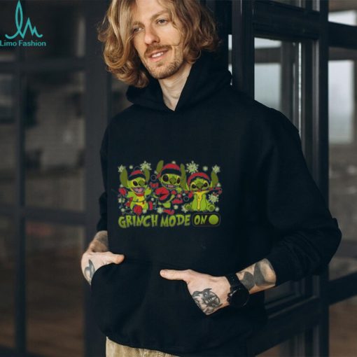 Santa Stitch Grinch Mode On Christmas Shirt