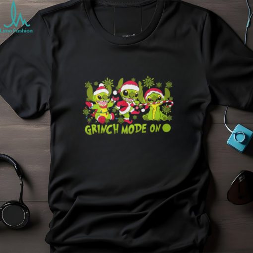 Santa Stitch Grinch Mode On Christmas T Shirt