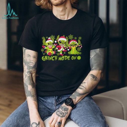 Santa Stitch Grinch Mode On Christmas T Shirt