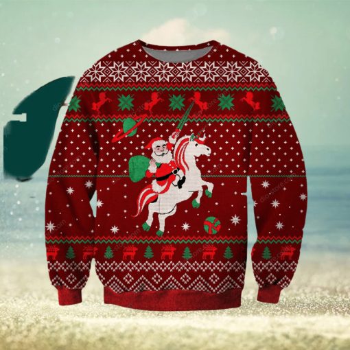 Santa Unicorn Knitting Pattern 3D Print Ugly Christmas Sweater Perfect Holiday Gift