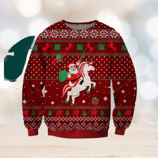 Santa Unicorn Knitting Pattern 3D Print Ugly Christmas Sweater Perfect Holiday Gift