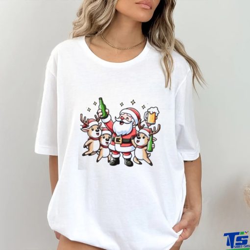 Santa and Reindeer beer singalong Christmas shirt