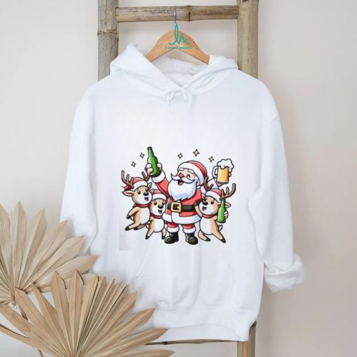 Santa and Reindeer beer singalong Christmas shirt