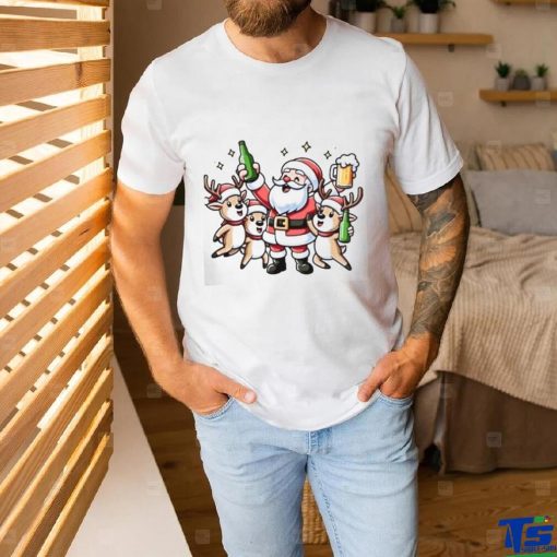 Santa and Reindeer beer singalong Christmas shirt