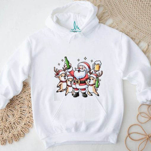 Santa and Reindeer beer singalong Christmas shirt