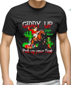 Santa bronc riding giddy up pick up your feet Christmas shirt