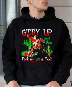 Santa bronc riding giddy up pick up your feet Christmas shirt