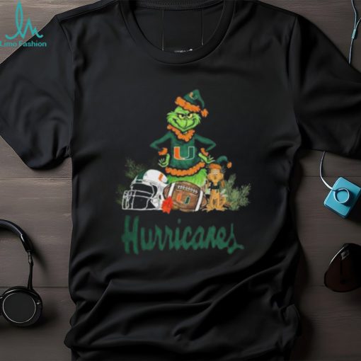 Santa grinch and Dog Miami Hurricanes Football christmas Tshirt