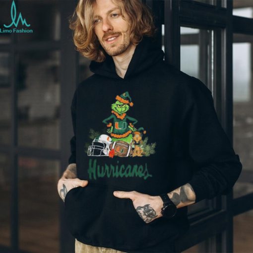 Santa grinch and Dog Miami Hurricanes Football christmas Tshirt