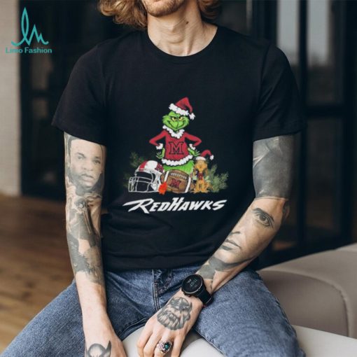 Santa grinch and Dog Miami RedHawks Football christmas Tshirt