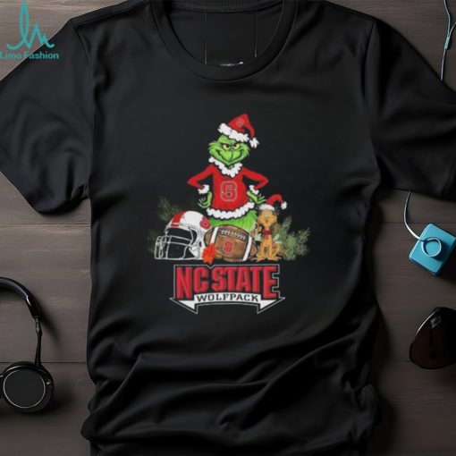 Santa grinch and Dog NC State Wolfpack Football christmas sweaterSanta grinch and Dog NC State Wolfpack Football christmas Tshirt