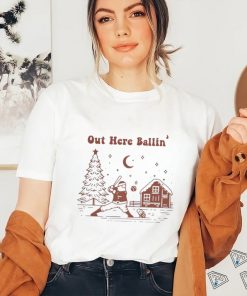 Santa playing baseball out here ballin’ Christmas shirt