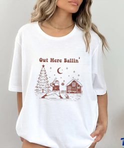 Santa playing baseball out here ballin’ Christmas shirt