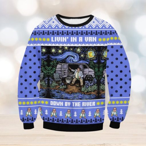 Saturday Night Live Matt Foley Livin’ in A Van Down By The River Ugly Christmas Sweater Christmas Gift