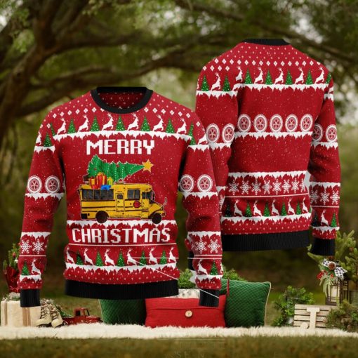 School Bus Merry Christmas Ugly Christmas Sweater