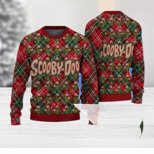 Scooby Doo Logo Caro Red And Green Pattern Ugly Sweater