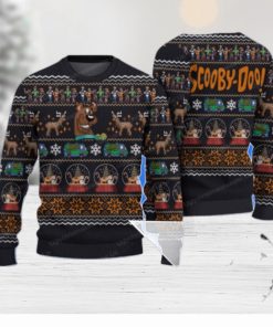 Scooby Doo With Snowman Sleigh Deer Car Pattern Xmas Sweaters