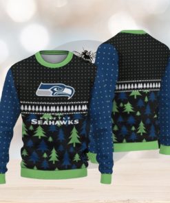 Seattle Seahawks Black Pattern Ugly Christmas Sweaters