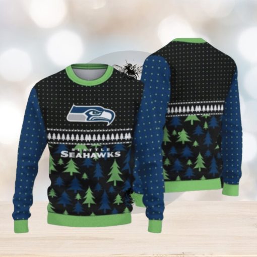 Seattle Seahawks Black Pattern Ugly Christmas Sweaters