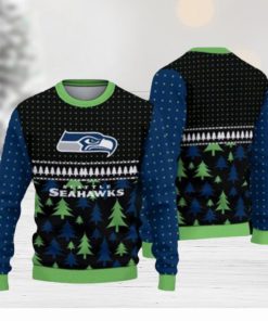 Seattle Seahawks Black Pattern Ugly Christmas Sweaters