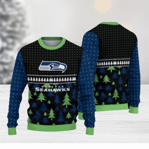 Seattle Seahawks Black Pattern Ugly Christmas Sweaters