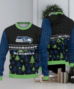 Seattle Seahawks Black Pattern Ugly Christmas Sweaters