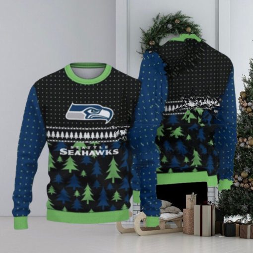 Seattle Seahawks Black Pattern Ugly Christmas Sweaters