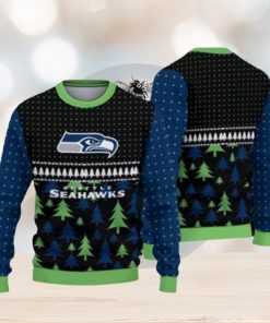 Seattle Seahawks Black Pattern Ugly Christmas Sweaters