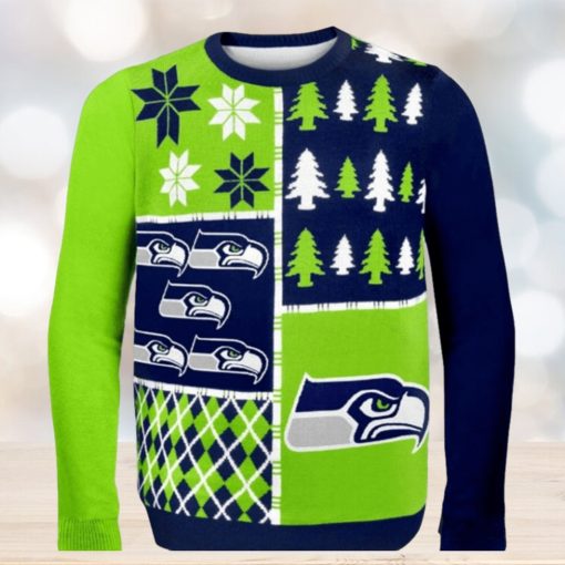 Seattle Seahawks Busy Block Nfl Ugly Christmas Sweaters