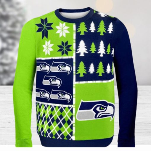 Seattle Seahawks Busy Block Nfl Ugly Christmas Sweaters