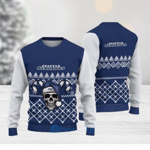 Seattle Seahawks Christmas Skull Halloween Ugly Christmas Sweaters