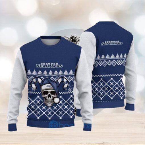 Seattle Seahawks Christmas Skull Halloween Ugly Christmas Sweaters