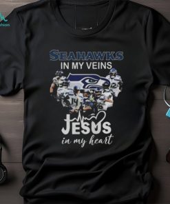 Seattle Seahawks In My Veins Jesus In My Heart Signatures Shirt
