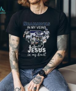 Seattle Seahawks In My Veins Jesus In My Heart Signatures Shirt
