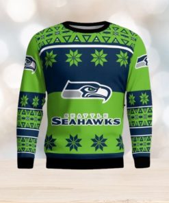 Seattle Seahawks Logo Big Snowflake Pattern Ugly Christmas Sweater