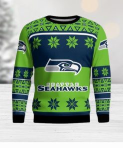 Seattle Seahawks Logo Big Snowflake Pattern Ugly Christmas Sweater