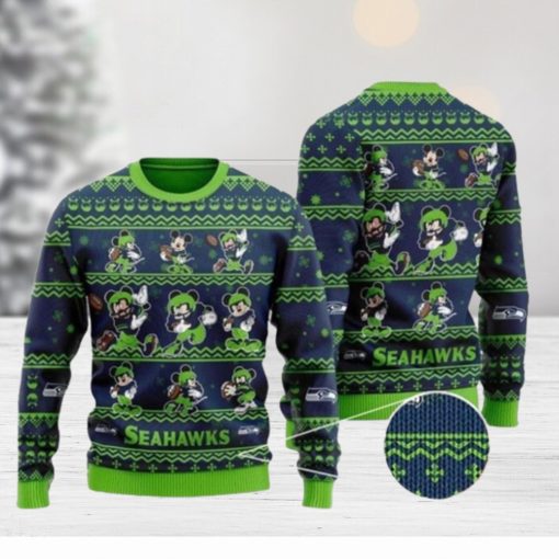 Seattle Seahawks Multi Mickey Ugly Christmas Sweaters