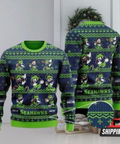 Seattle Seahawks Multi Mickey Ugly Christmas Sweaters