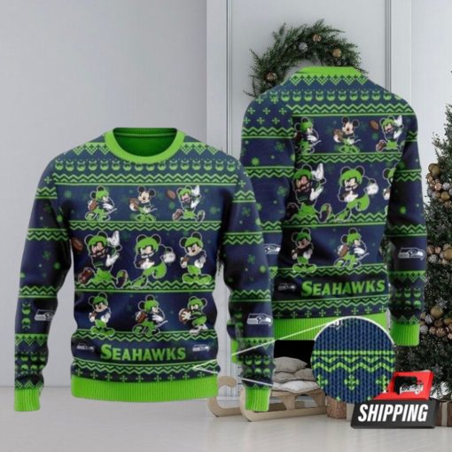 Seattle Seahawks Multi Mickey Ugly Christmas Sweaters