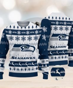 Seattle Seahawks Snowflakes Reindeer Pattern Xmas Ugly Christmas Sweaters